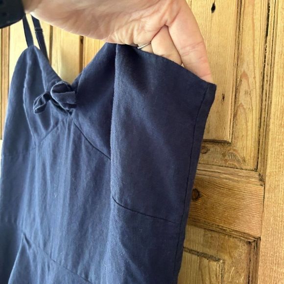 J. Crew 2 Navy Blue Tank Top Romper‎ Cotton Linen Jumpsuit - Picture 8 of 12